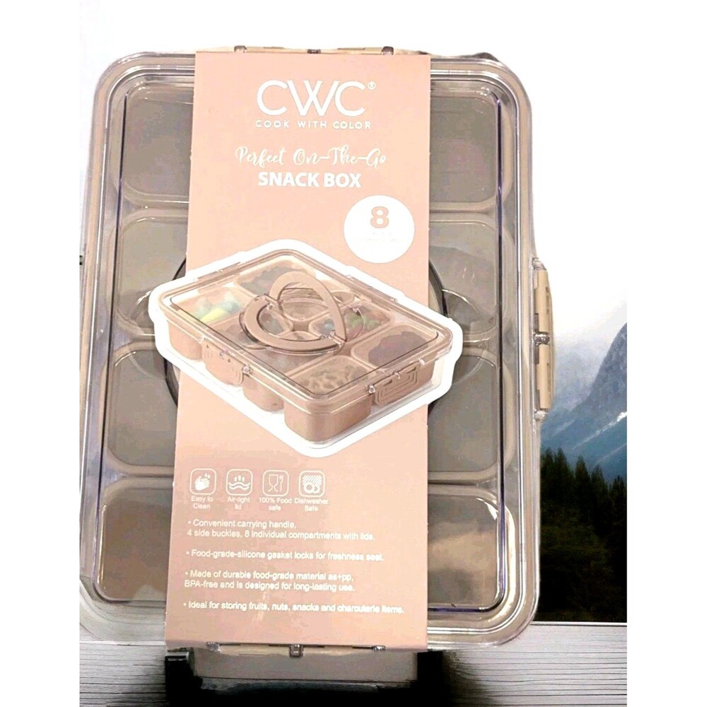 CWC Cook With Color Beige Snack Box 8 Compartments Airtight Food Safe BPA-Free